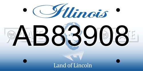 AB83908 Illinois License Plate