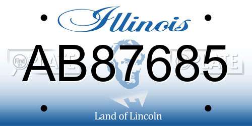 AB87685 Illinois License Plate