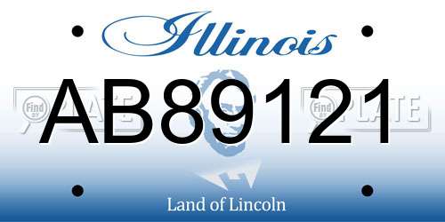 AB89121 Illinois License Plate