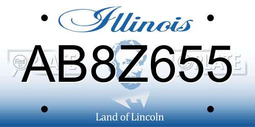 AB8Z655 Illinois License Plate