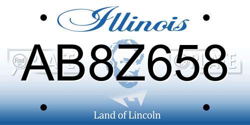AB8Z658 Illinois License Plate