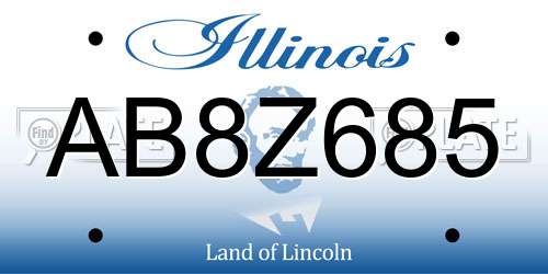 AB8Z685 Illinois License Plate