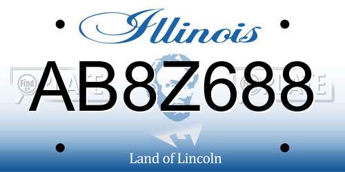 AB8Z688 Illinois License Plate