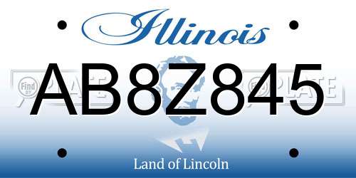 AB8Z845 Illinois License Plate