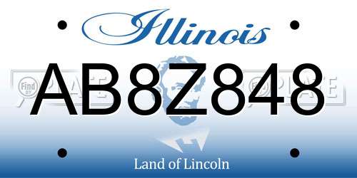 AB8Z848 Illinois License Plate