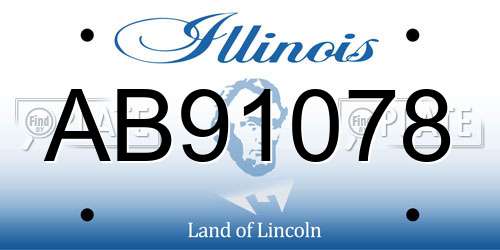 AB91078 Illinois License Plate