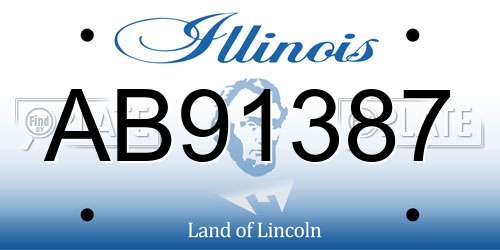 AB91387 Illinois License Plate