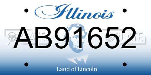 AB91652 Illinois License Plate