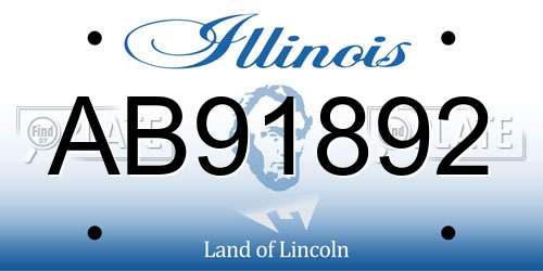 AB91892 Illinois License Plate