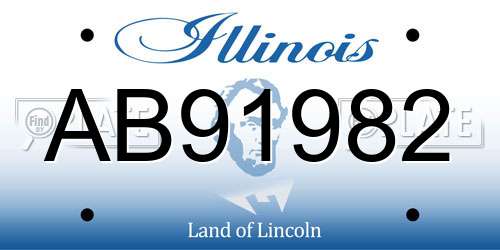 AB91982 Illinois License Plate
