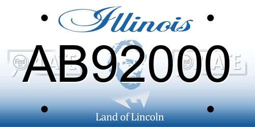 AB92000 Illinois License Plate