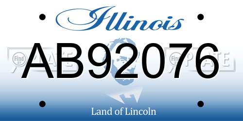 AB92076 Illinois License Plate