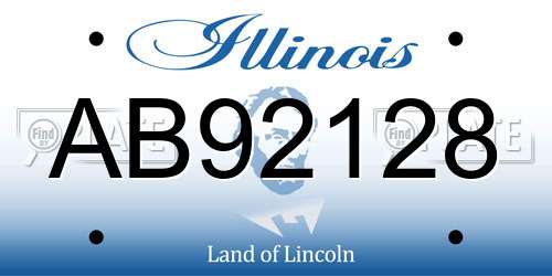 AB92128 Illinois License Plate