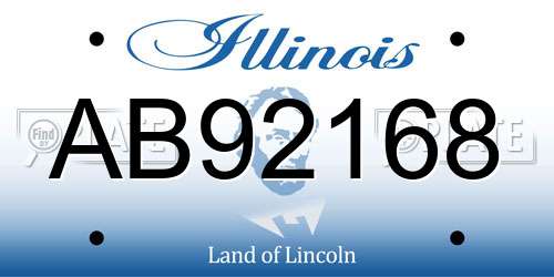 AB92168 Illinois License Plate