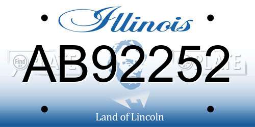 AB92252 Illinois License Plate