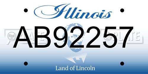 AB92257 Illinois License Plate