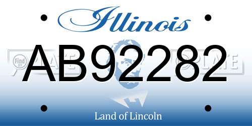 AB92282 Illinois License Plate