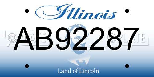 AB92287 Illinois License Plate