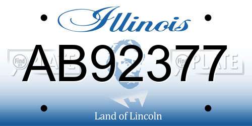 AB92377 Illinois License Plate