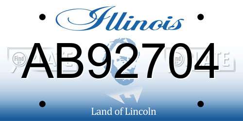 AB92704 Illinois License Plate
