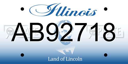 AB92718 Illinois License Plate