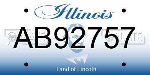 AB92757 Illinois License Plate