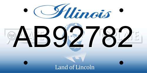 AB92782 Illinois License Plate