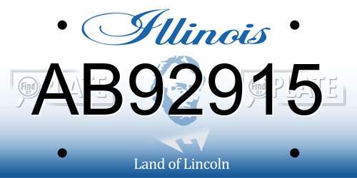 AB92915 Illinois License Plate