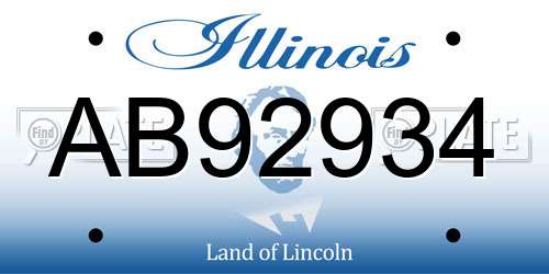 AB92934 Illinois License Plate