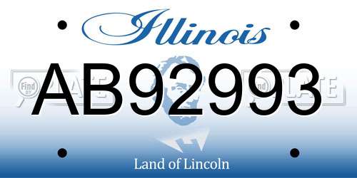 AB92993 Illinois License Plate