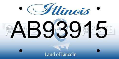 AB93915 Illinois License Plate