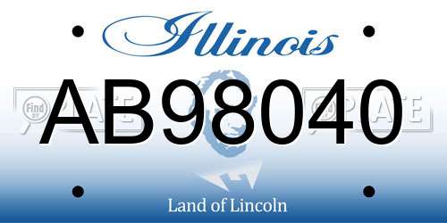 AB98040 Illinois License Plate