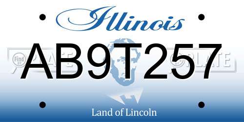 AB9T257 Illinois License Plate