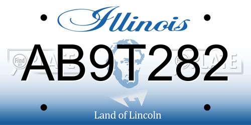 AB9T282 Illinois License Plate