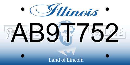 AB9T752 Illinois License Plate