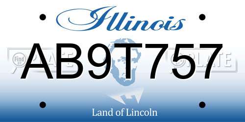 AB9T757 Illinois License Plate