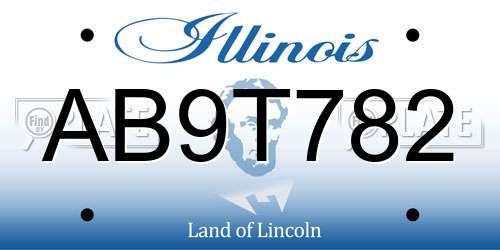 AB9T782 Illinois License Plate