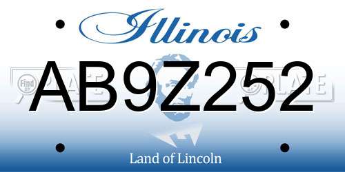 AB9Z252 Illinois License Plate