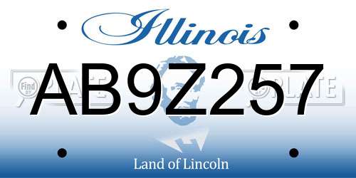 AB9Z257 Illinois License Plate