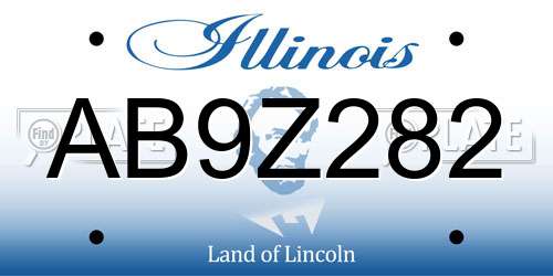 AB9Z282 Illinois License Plate