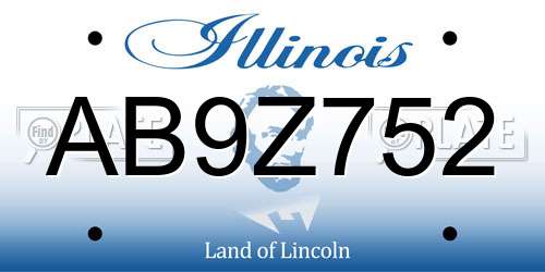 AB9Z752 Illinois License Plate
