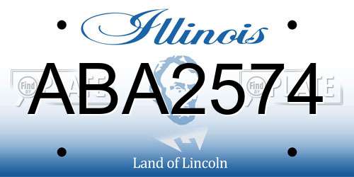 ABA2574 Illinois License Plate