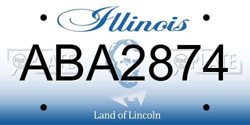 ABA2874 Illinois License Plate