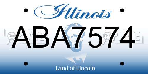 ABA7574 Illinois License Plate