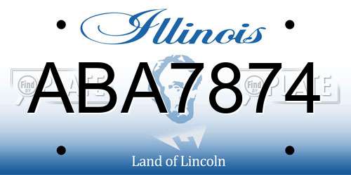 ABA7874 Illinois License Plate