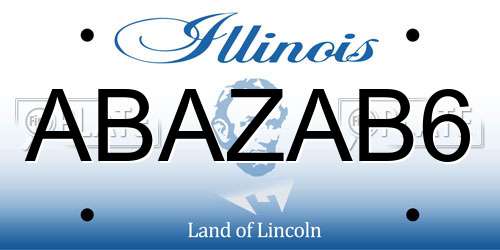 ABAZAB6 Illinois License Plate