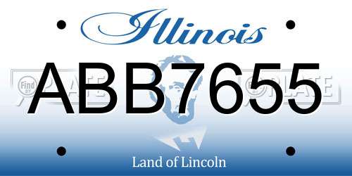 ABB7655 Illinois License Plate