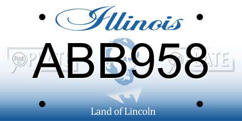 ABB958 Illinois License Plate