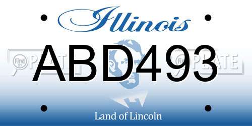 ABD493 Illinois License Plate