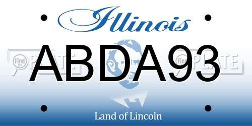 ABDA93 Illinois License Plate